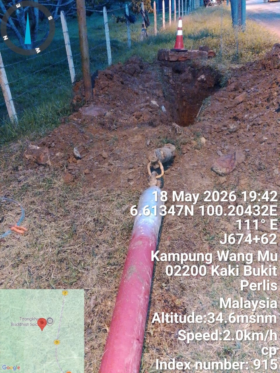 Pipe pulling and connection works at Kampung Wang Mu, Kaki Bukit, Perlis.