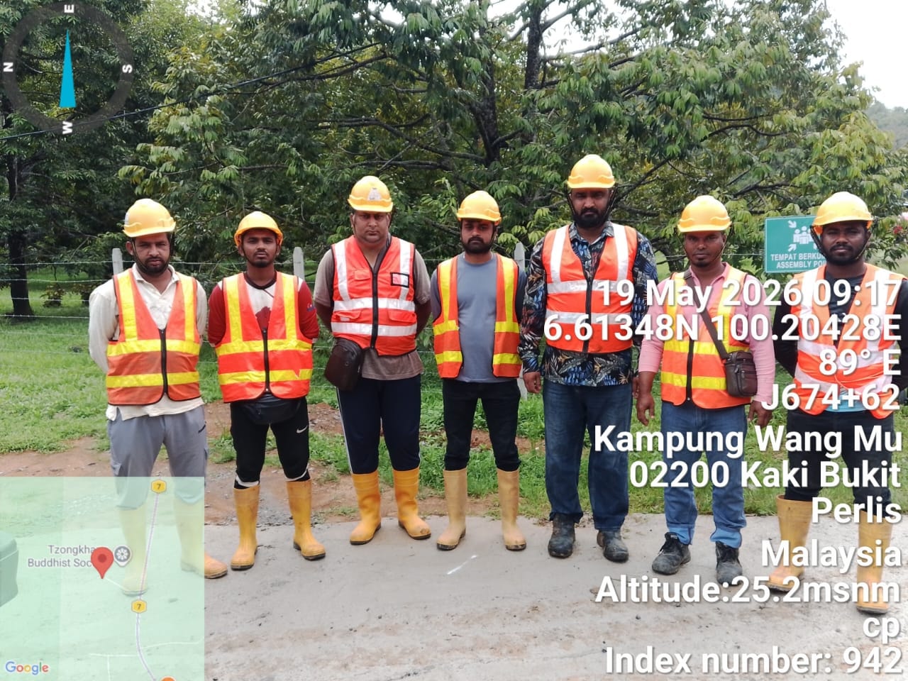 Project team following safety procedures during underground utility works in Malaysia.