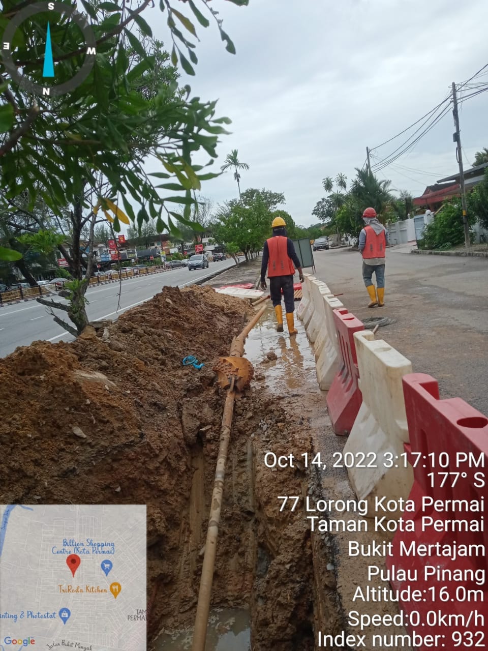 Roadside cable and trench works at Taman Kota Permai, Bukit Mertajam, Pulau Pinang